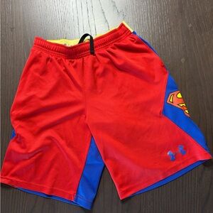 Under Armour Youth Medium Superman Red and Blue Athletic Shorts
